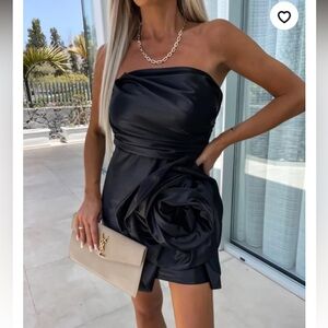 Black mini dress with Flower